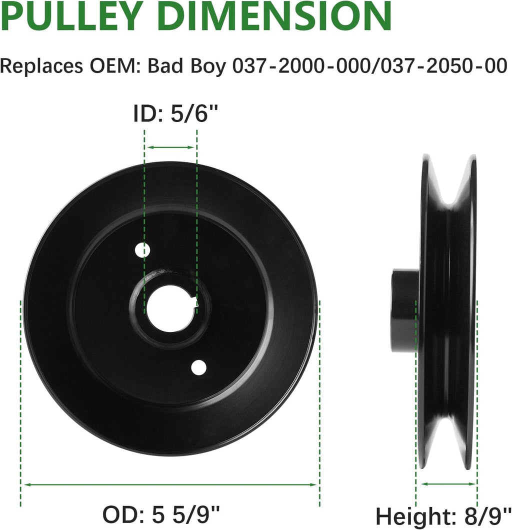 037-2000-00 037-2050-00 Spindle Assembly with 033-4890-00 Pulley Fit for 54 inch Bad Boy MZ MZ Magnum ZT Avenge Deck Lawn Mower (3 Pack)
