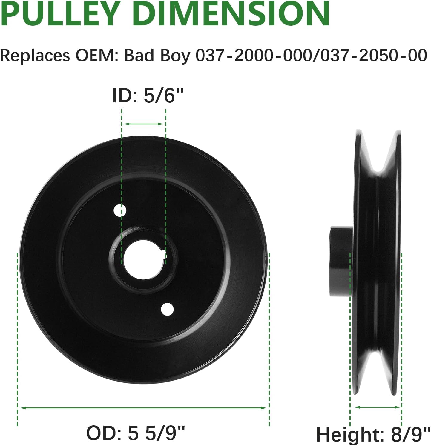 037-2000-00 037-2050-00 Spindle Assembly with 033-4890-00 Pulley Fit for 54 inch Bad Boy MZ MZ Magnum ZT Avenge Deck Lawn Mower (3 Pack)