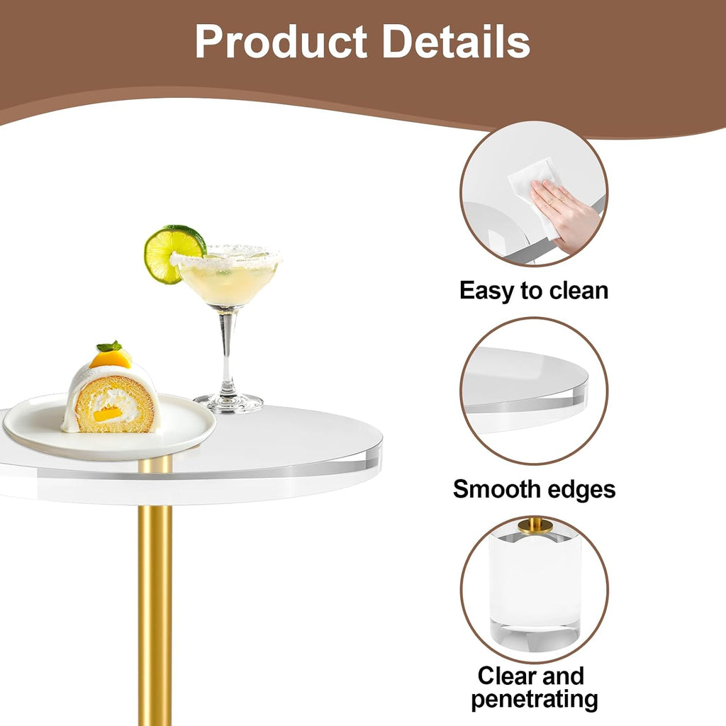 Acrylic End Table, Modern Minimalist Acrylic Side Tables, Clear Side Table for Living Room, Bedroom, Office, Drink Table (12' D x 12' W x 21' H, Gold)