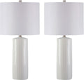 Signature Design by Ashley Steuben Textured Ceramic Table Lamp, 2 Count Lamps, 25', Solid White