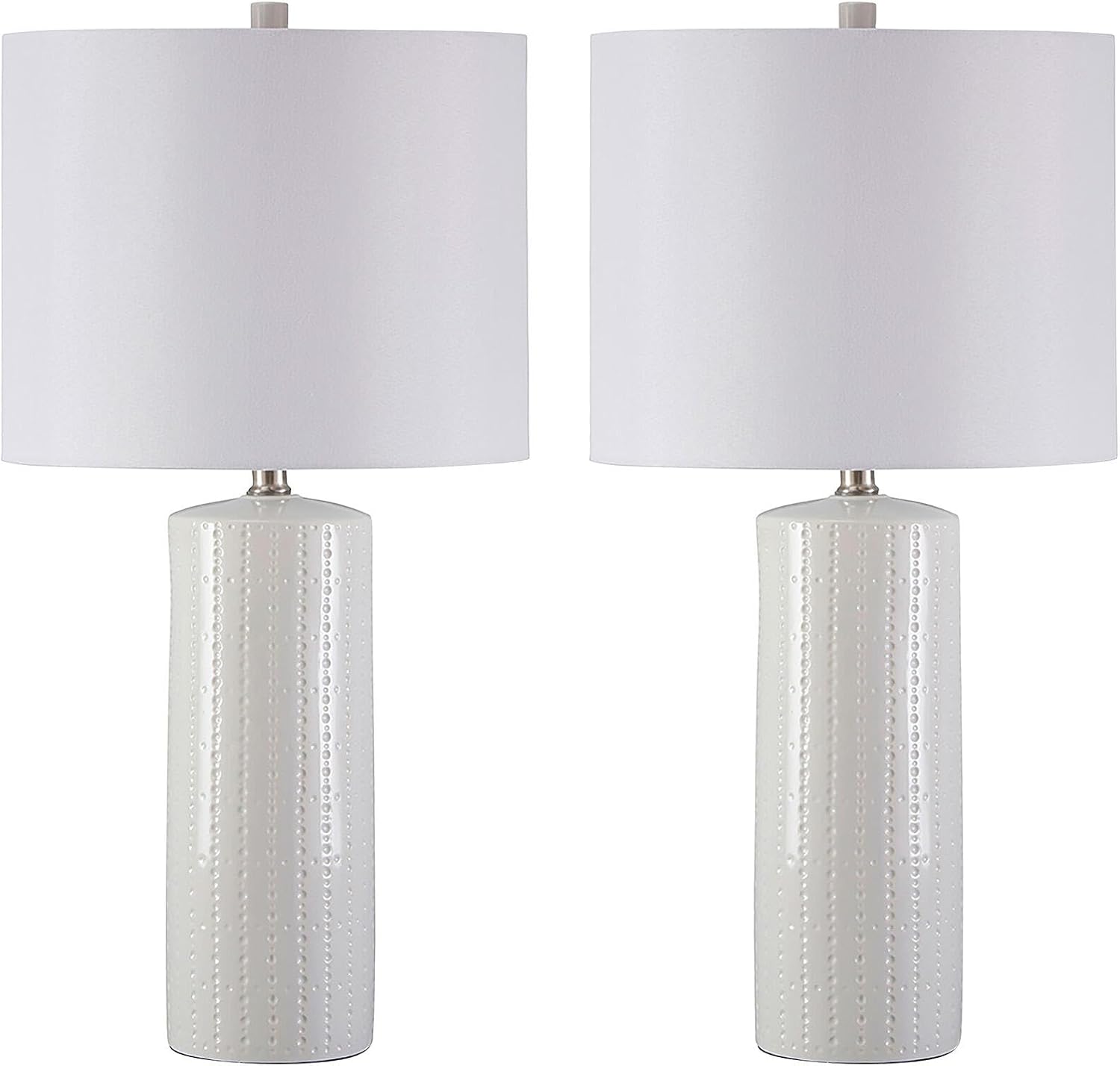 Signature Design by Ashley Steuben Textured Ceramic Table Lamp, 2 Count Lamps, 25', Solid White