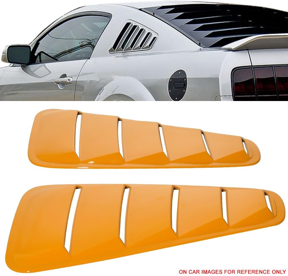 Pre Painted Window Delete Panels Compatible with 2005-2009 Ford Mustang V6, Factory Style Valencia #U3 ABS Plastic Sun Rain Shade Guard Wind Vent Air Deflector by IKON MOTORSPORTS, 2006 2007 2008