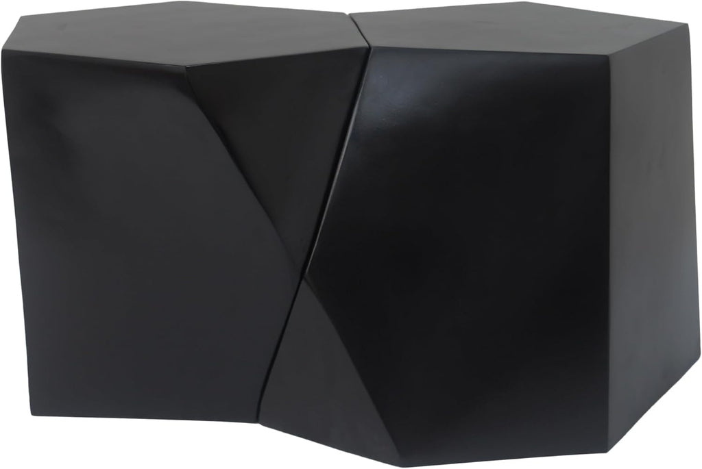 WILLIAMSPACE 30.25' Black Nesting Coffee Table Set of 2, Modern Irregular Center Tables for Living Room, Magnesium Oxide Accent Side Table for Indoor & Outdoor, No Need Assembly (Black)