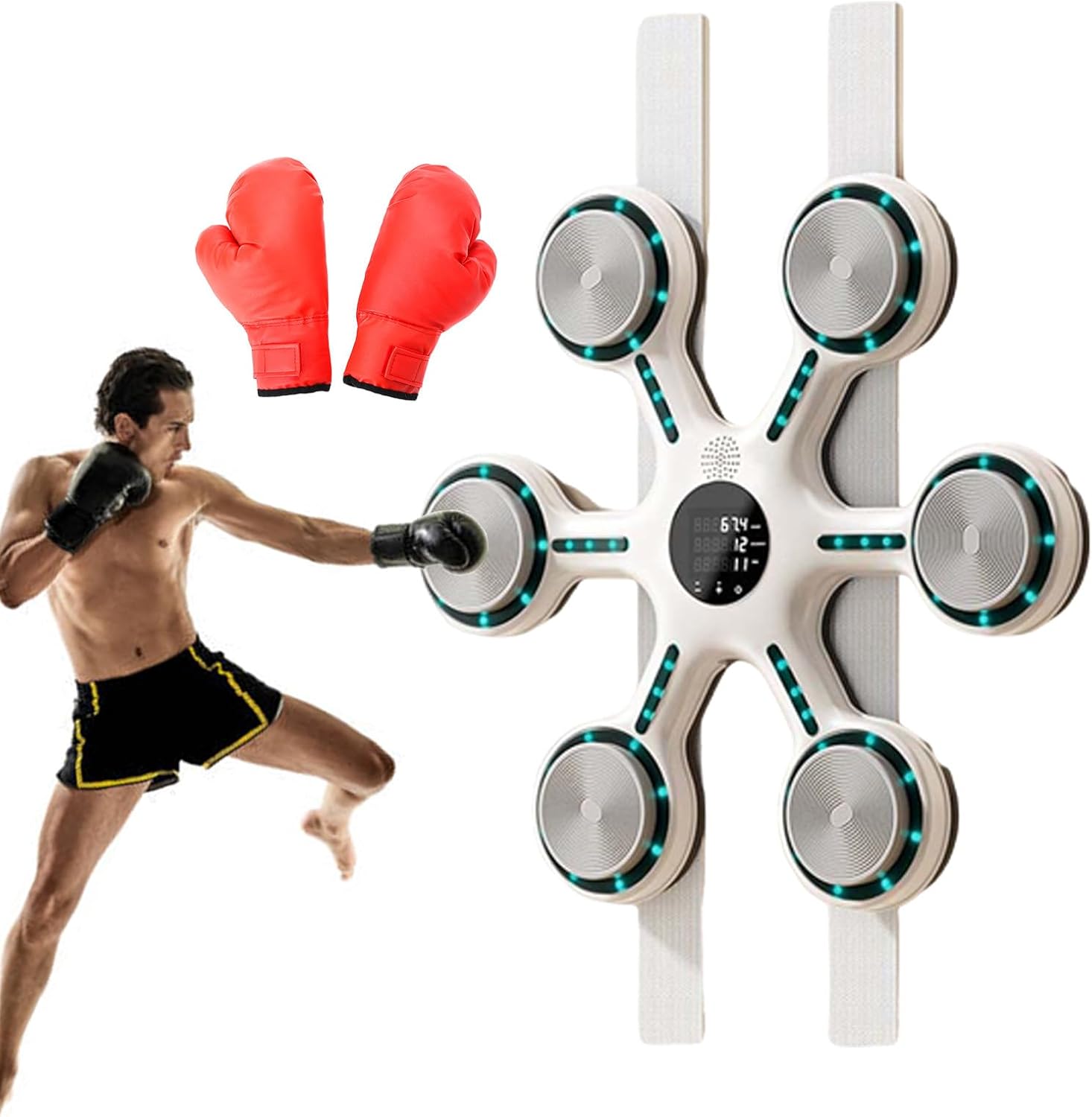Boxing Music Machine, Wall Boxing Machine, Support Timing & Counting, Home Boxing Gym Equipment, with Lights & Led Display, for Indoor/Outdoor