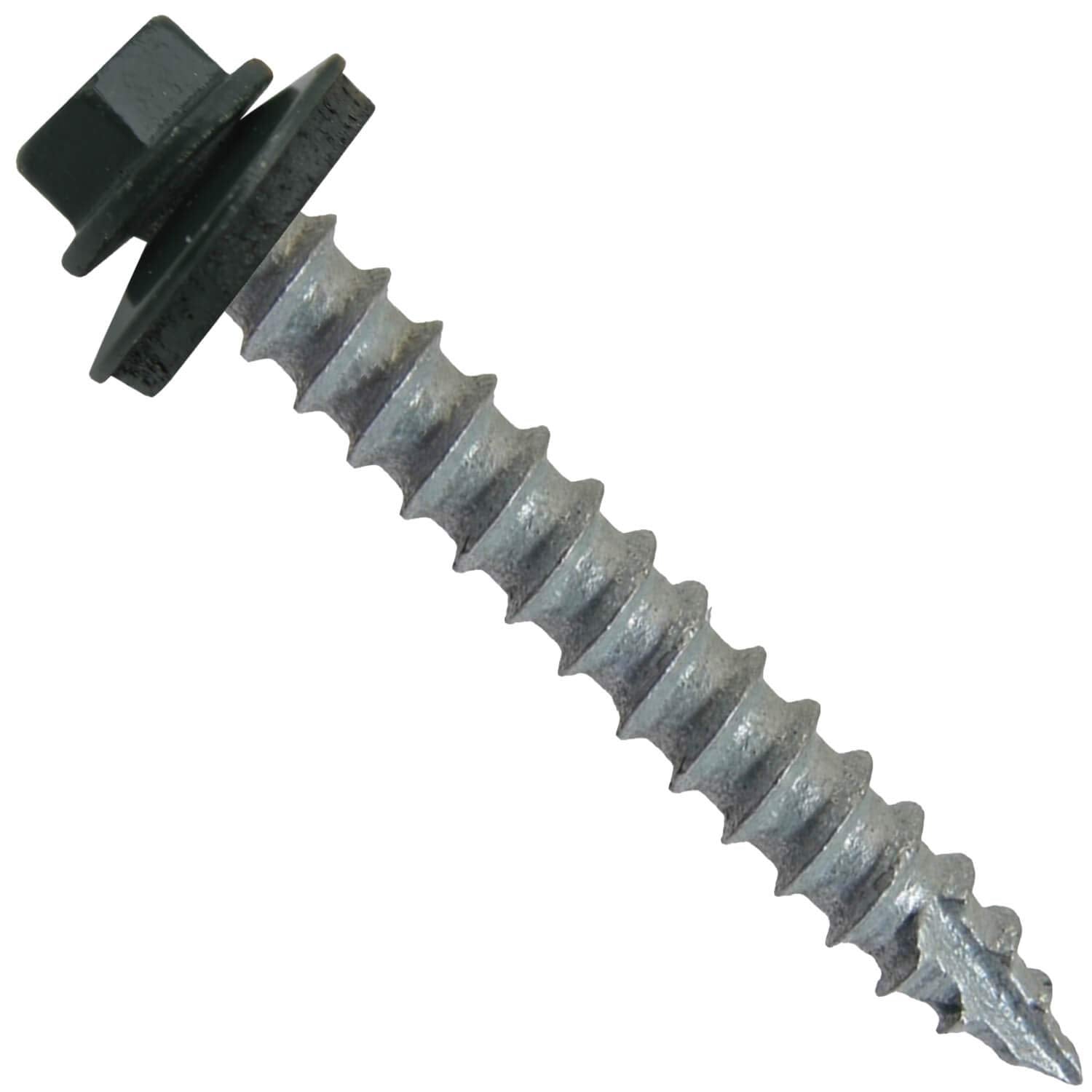 #14 Metal Roofing Screws (500) Screws x 2' Hartford Green Hex Head Sheet Metal Roof Screw. Self Starting/Tapping Metal to Wood Sheet Metal siding Screws - EPDM Washer. for Corrugated Roofing