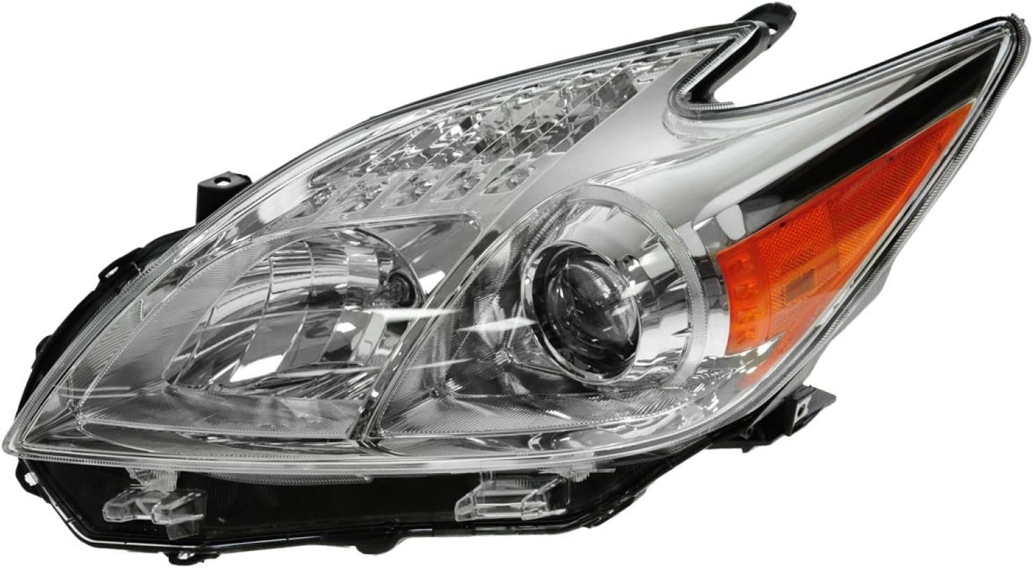 TRQ Driver and Passenger Side Headlight Assembly Set Compatible with 12-15 Toyota Prius Halogen Only