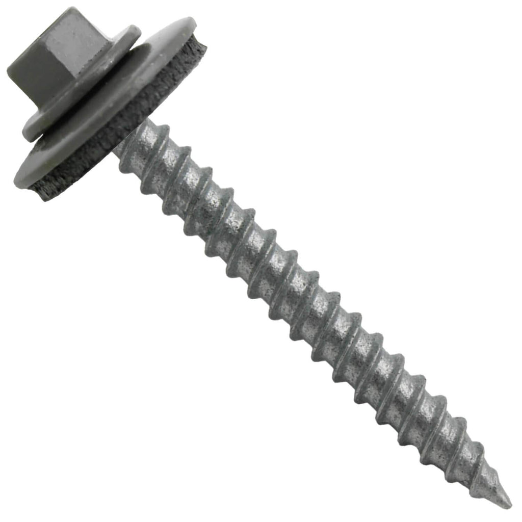 Jake Sales Metal ROOFING SCREWS: 250 (12 x 2') CHARCOAL Hex ReGrip Sheet Metal Roof Screw. Sharp Point, 5/8' EPDM Washer