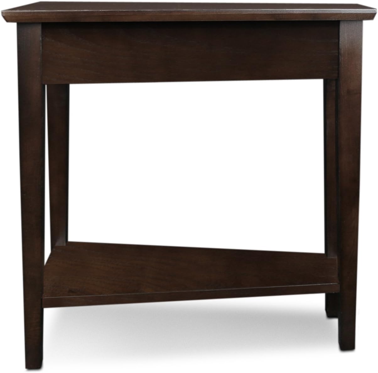 Leick Home Teegan End Table, Solid Wood, Wedge Shape, with Shelf, for Living Room and Small Spaces, Chocolate Oak, 10074-CH