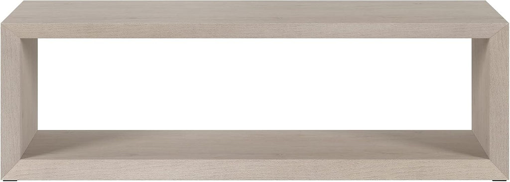 Henn&Hart 58' Rectangular Coffee Table with Open Storage Shelf for Living Room, Family Room, or Office, Beech White