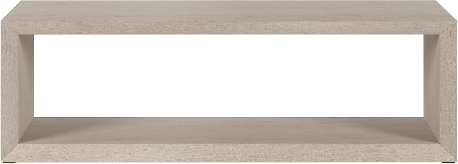 Henn&Hart 58' Rectangular Coffee Table with Open Storage Shelf for Living Room, Family Room, or Office, Beech White