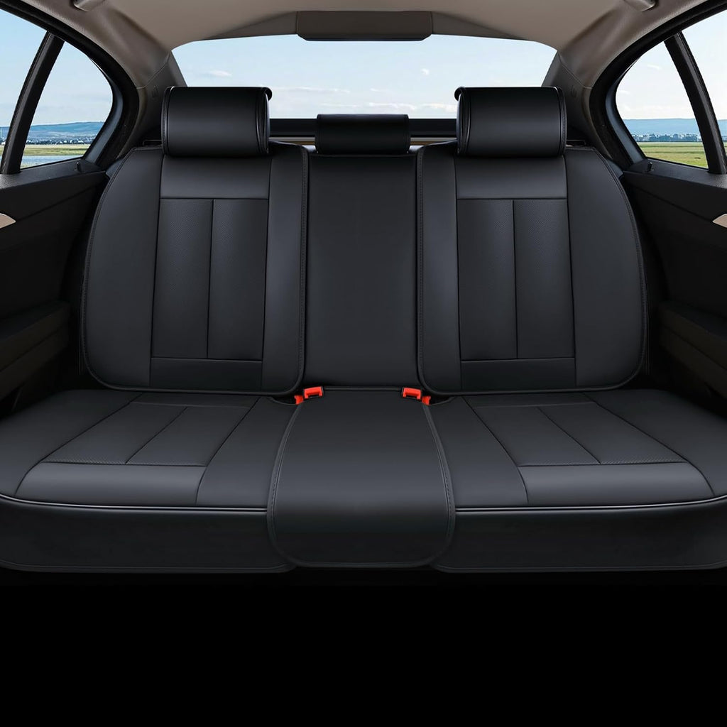Coverado Dog Car Seat Cover for Back Seat Cover, Black Rear Car Seat Covers, 3-Pieces Waterproof Car Seat Cushion, Car Seat Protector, Leather Seat Cover Seat Protector Universal Fit Most Cars