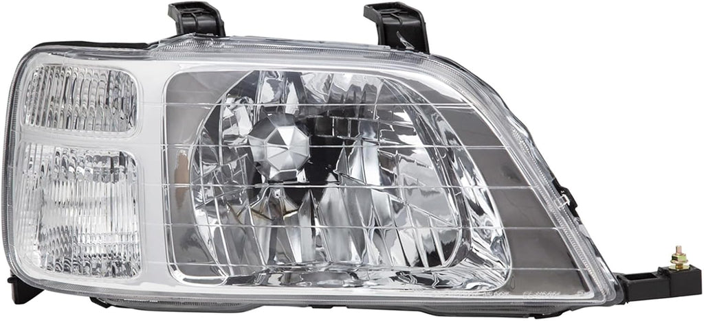 TRQ 2 Piece Headlight Assembly Set Chrome Bezel Driver & Passenger Side Compatible with Honda CR-V 1997-2001 HO2502112 HO2503112 33101S10A01 33151S10A01