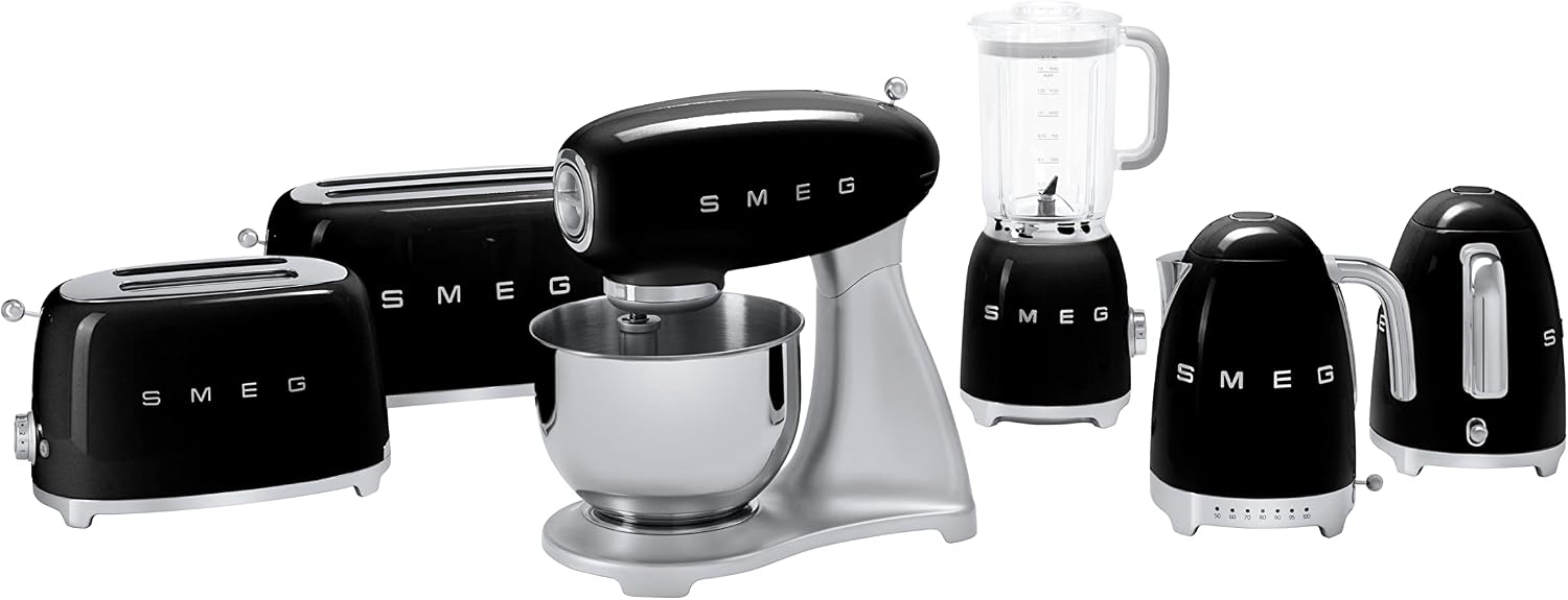 SMEG 2 Slice Toaster with 6 Presets and Defrost Function and Removable Crumb Tray (Black)