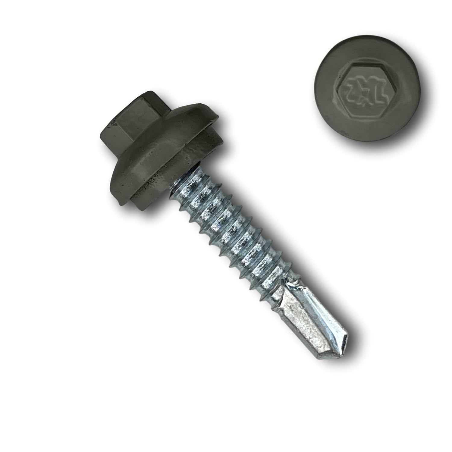 EAGLE 1 Long-Life Metal Roofing Screws: #14 x 1.25 Dome Cap Metal Building Screw (250-Count), Self-Drilling Tip, EPDM Washer, Multiple Colors/Includes 5/16' Magnetic Hex Bit Driver (Charcoal, 250)