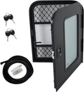 labwork Passenger RV Entry Door with Radius Corners on Top and Square Bottom with Screen Door and Window 26(W) × 32(H) Black