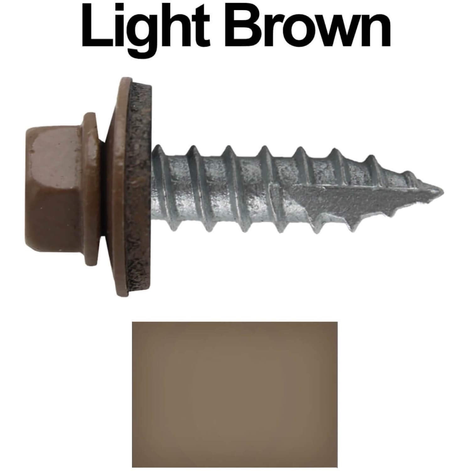 #14 Metal Roofing Screws: (1000) Screws x 1' Light Brown Hex Head Sheet Metal Roof Screw. Self Starting/Tapping Metal to woodsheet Metal Screws with EPDM Washer. for Corrugated Roofing