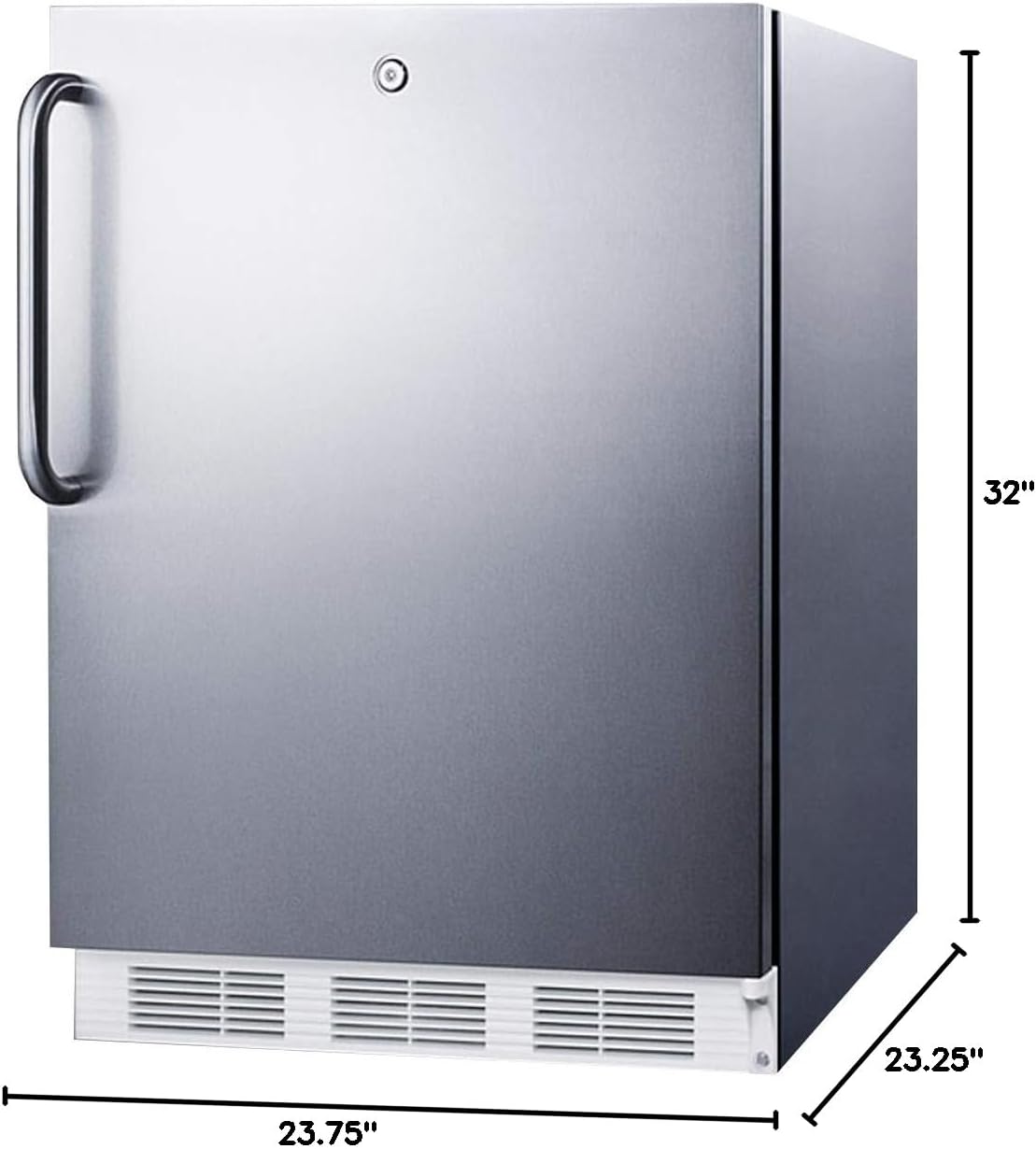 Summit Appliance FF7LWCSSADA Accucold Built-In Undercounter All-Refrigerator, 24' Wide, ADA Compliant, 5.5 cu.ft. Storage Capacity, Factory Installed Lock, Automatic Defrost, Towel Bar Handle