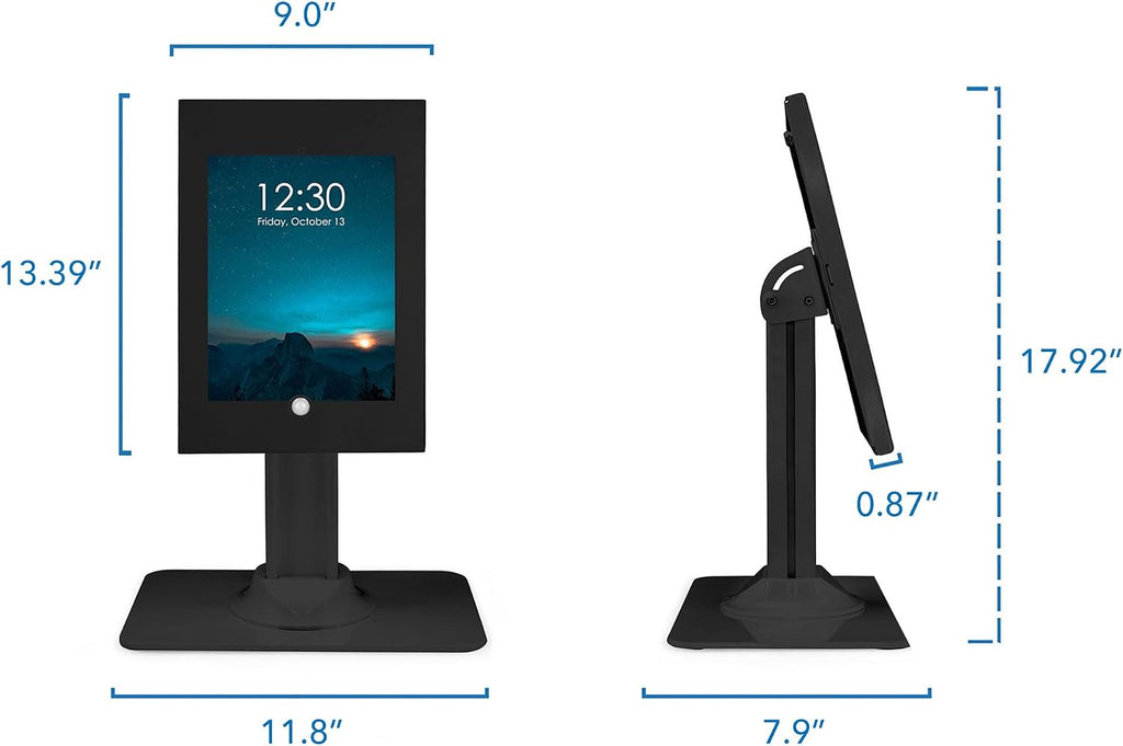 Mount-It! iPad Kiosk Stand, Anti-Theft Locking Countertop Enclosure & 360° Rotating Base, Retail POS & Check-in Stand for iPad Pro, iPad Air & Gen 7–11 (A16), Black