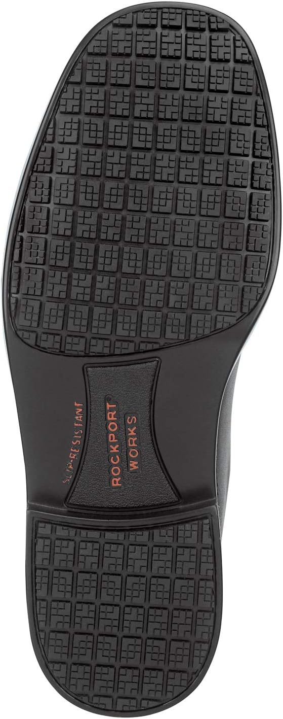 Men's, Huron, Black, Dress Style, MaxTrax Slip Resistant, Soft Toe Work Shoe (12.0 M)