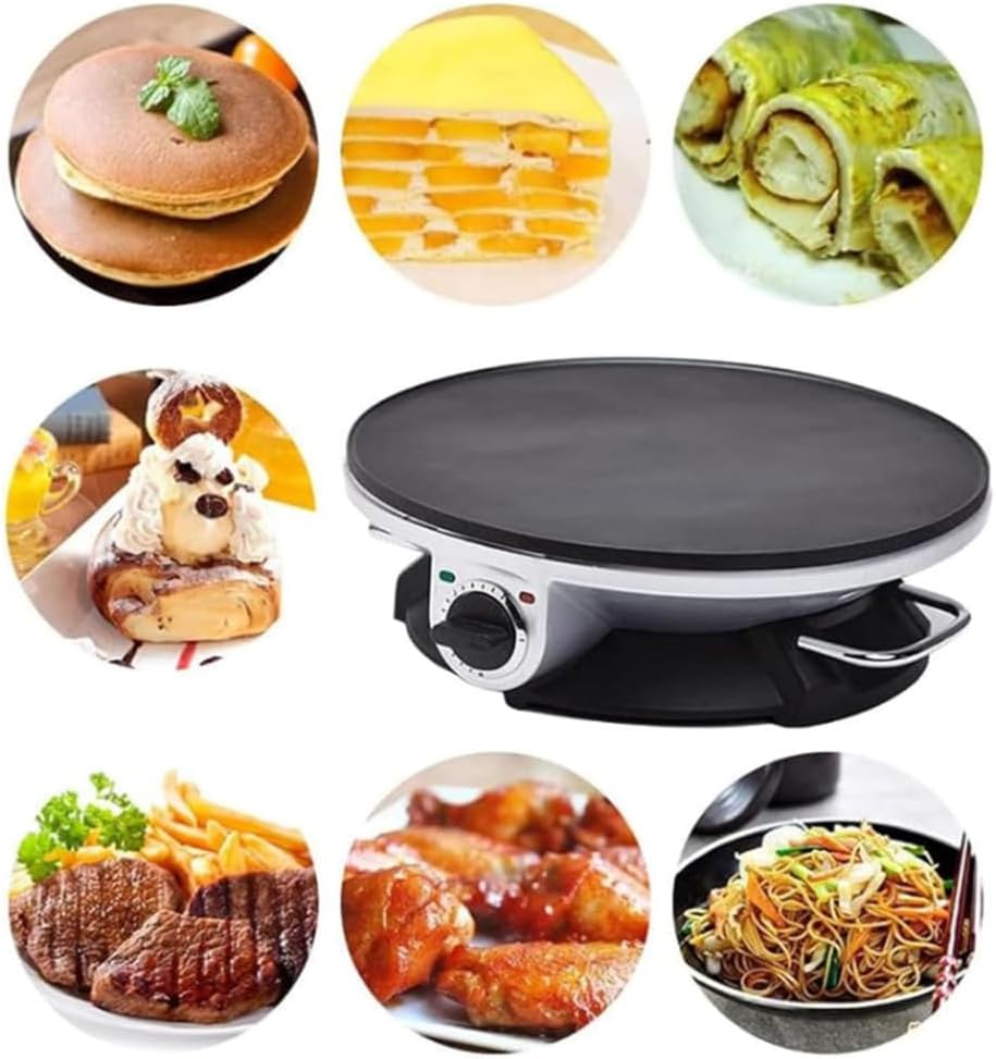 Electric Pancake Maker, Pancake Skillet with Non-Stick 32CM Pan Style Hot Plate, 3-Speed Adjustable Temperature Dial for Making Crepes Eggs Omelettes