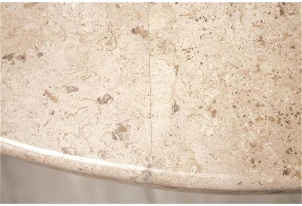 BOWERY HILL Contemporary Round Stone Top Coffee Table in Alabaster Travertine for Living Room, 36' D x 36' W x 18' H
