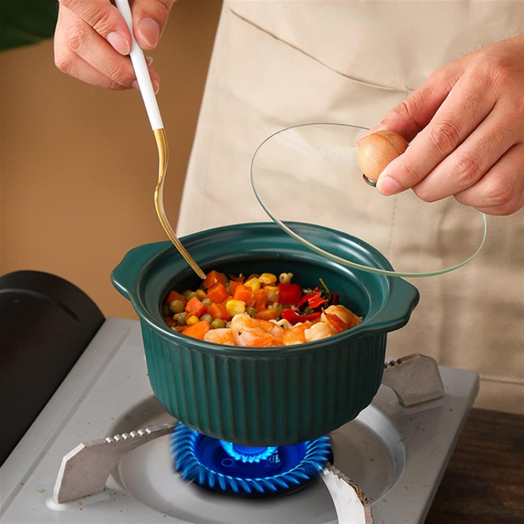 Glass Cooking Pot Small Ceramic Casserole Vertical Pattern Soup Pot Cooking Appliances Kitchen Appliances Frying Pan Kitchen Appliances