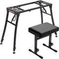 Liquid Stands Collapsible Piano Keyboard Stand and Piano Bench Stool - Adjustable and Portable Heavy Duty Music Stand for Kids & Adults - Fits 54-88 Key Electric Digital Keyboard Piano Stand and Seat
