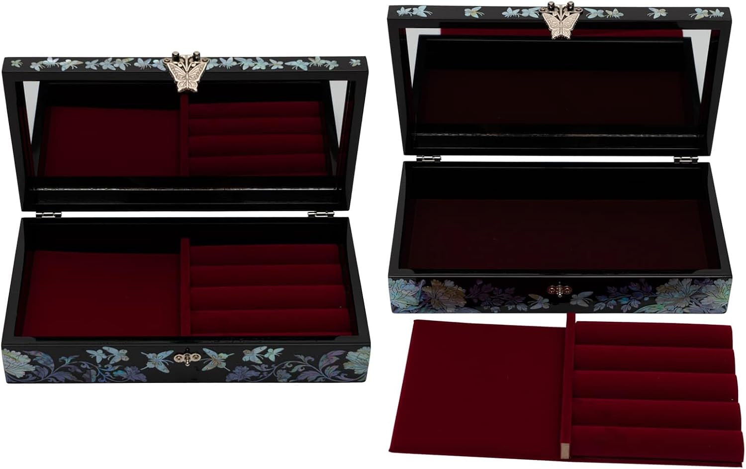 February Mountain Butterfly Pearl Jewelry Box with Removable ring tray - Ideal Gift for Her on Any Occasion