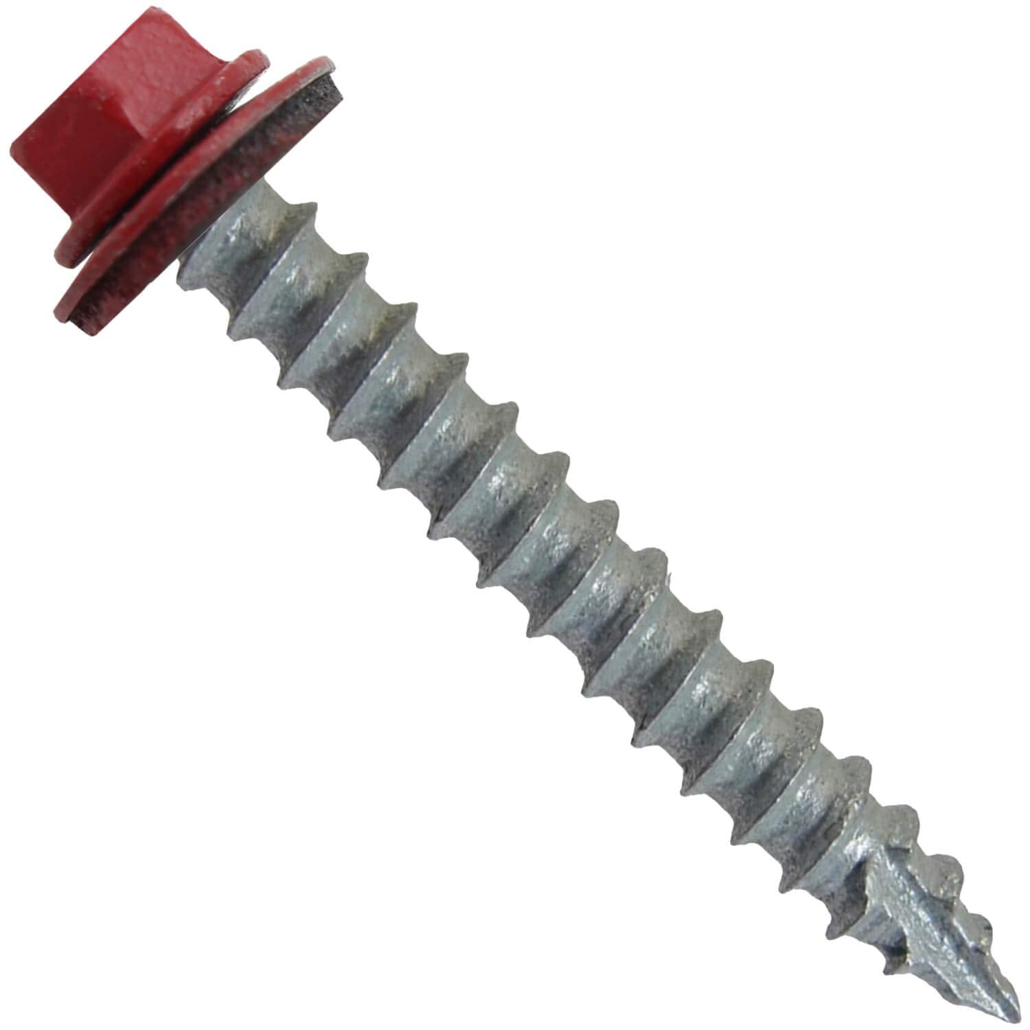 #14 Metal Roofing Screws: (500) Screws x 2' Crimson RED Hex Head Sheet Metal Roof Screw. Self Starting/Tapping Metal to Wood Sheet Metal siding Screws with EPDM Washer. for Corrugated Roofing