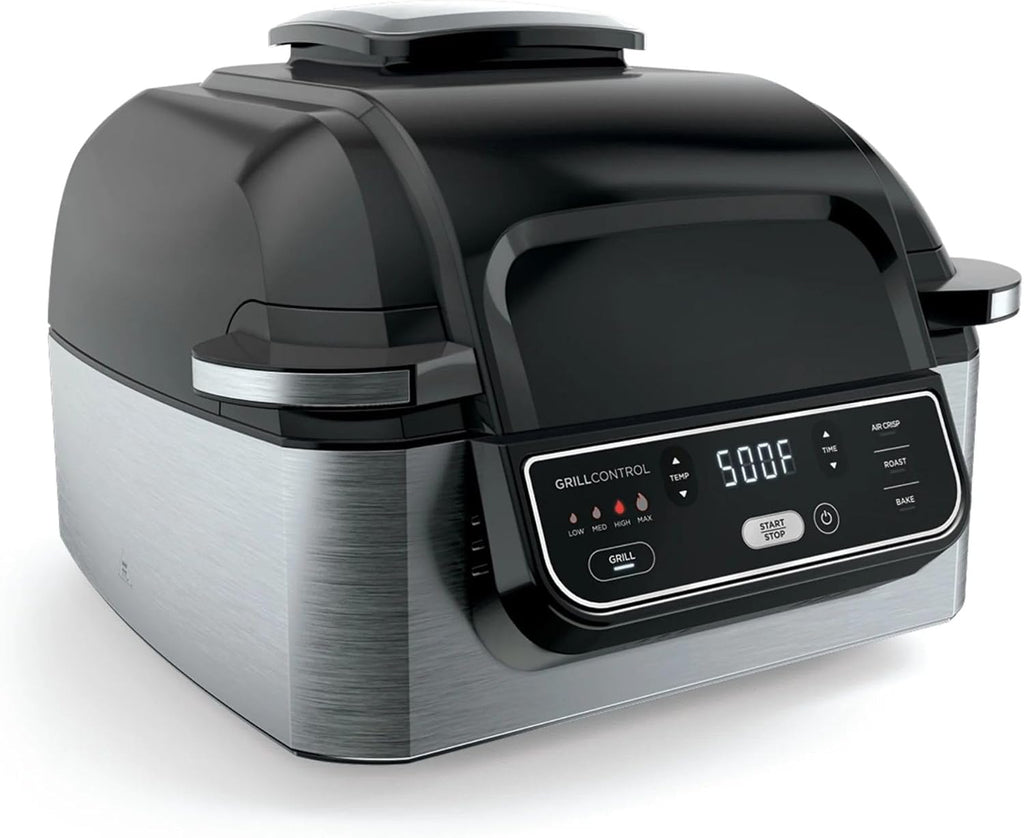 Foodii Indoor Grill & Air Fryer: Smokeless 4-in-1 Appliance for Grilling, Roasting, Baking, Air Frying- Dishwasher Safe Parts