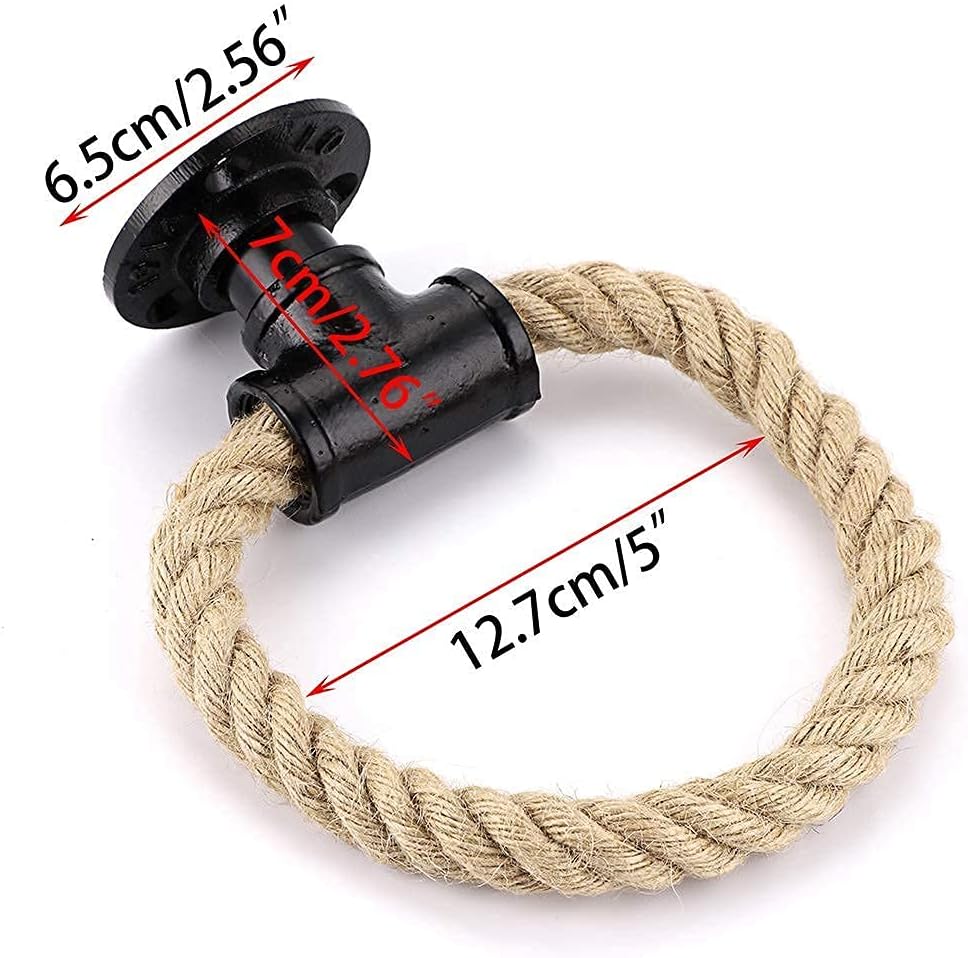 Nautical Industrial Pipe Towel Ring Holder Hanger - Wall Mounted Rustic Hand Towel Holder Bathroom Accessory