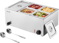 VEVOR 24QT Commercial Food Warmer, 5-Pan Electric Steam Table, 1200W Professional Countertop Stainless Steel Buffet Bain Marie with 86-185°F Temp Control for Catering, Buffet, Parties, Restaurants
