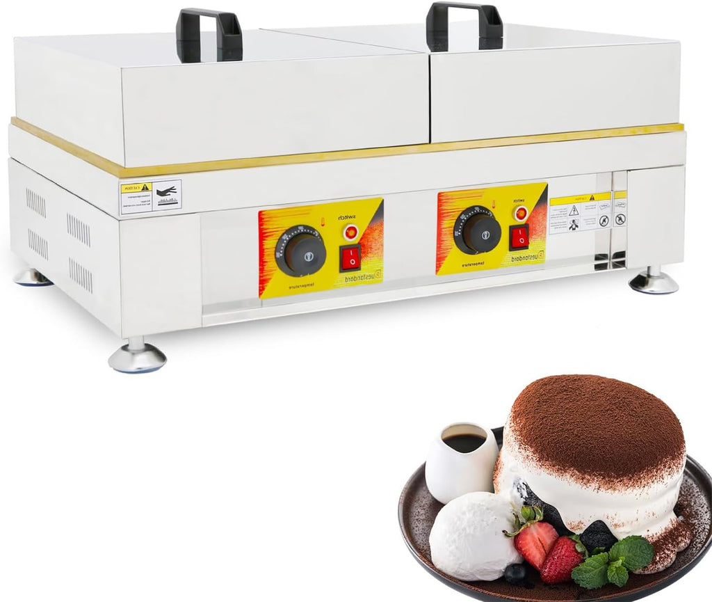 Fluffy soufflé pancake maker, 2.4 KW Electric soufflé machine, with stainless steel lid, flat electric frying pan machine, cake baking equipment for restaurant bakery
