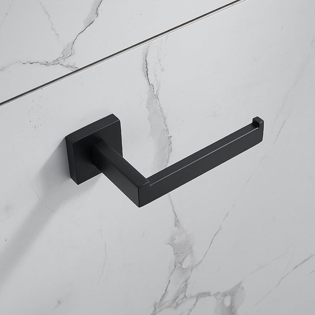 Kitchen and Bathroom Rack Black Towel Rod Bath Towel Hook Towel Rack, Square Black 4-Piece Set