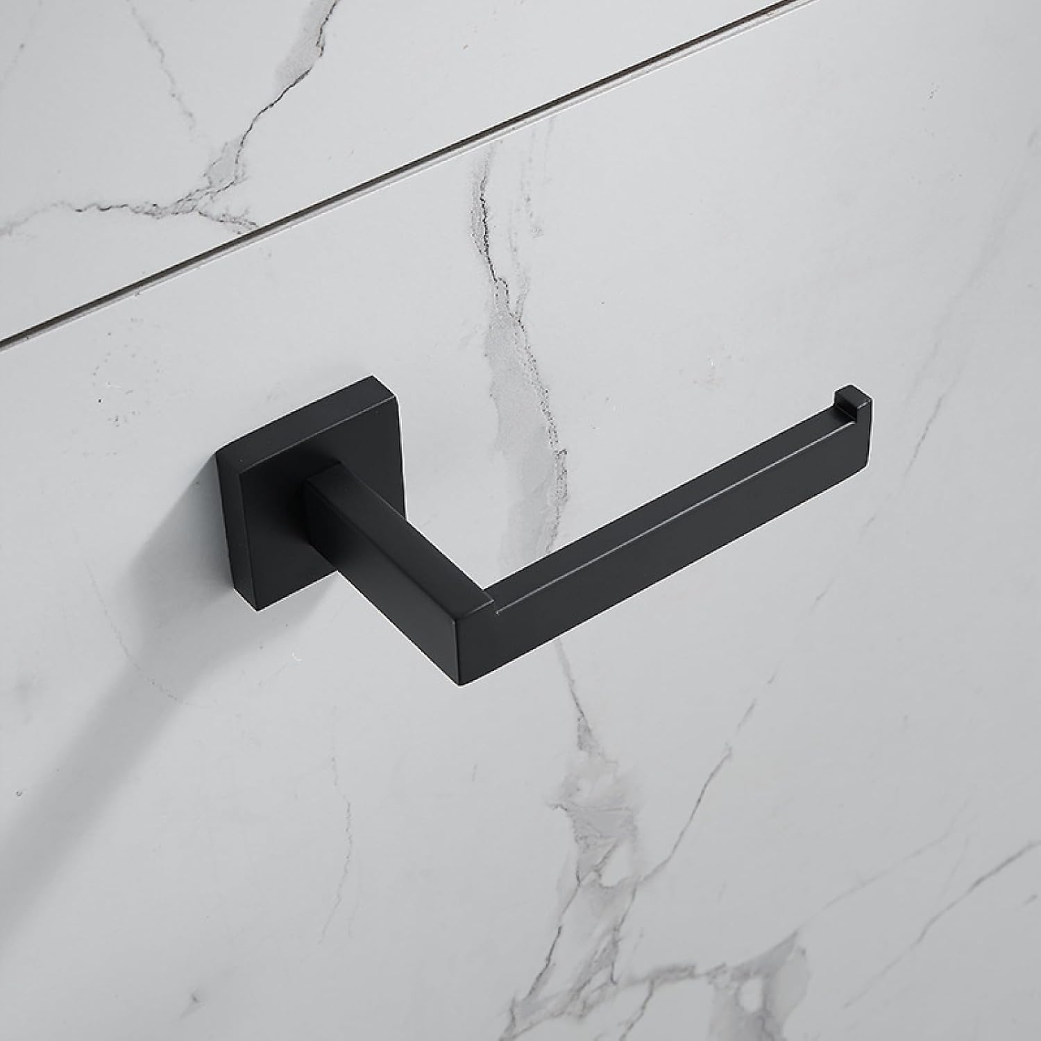 Kitchen and Bathroom Rack Black Towel Rod Bath Towel Hook Towel Rack, Square Black 4-Piece Set