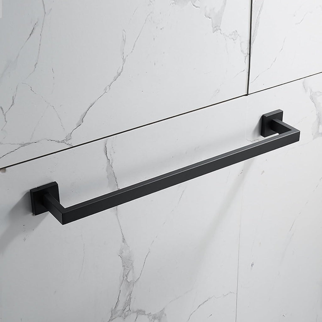 Kitchen and Bathroom Rack Black Towel Rod Bath Towel Hook Towel Rack, Square Black 4-Piece Set