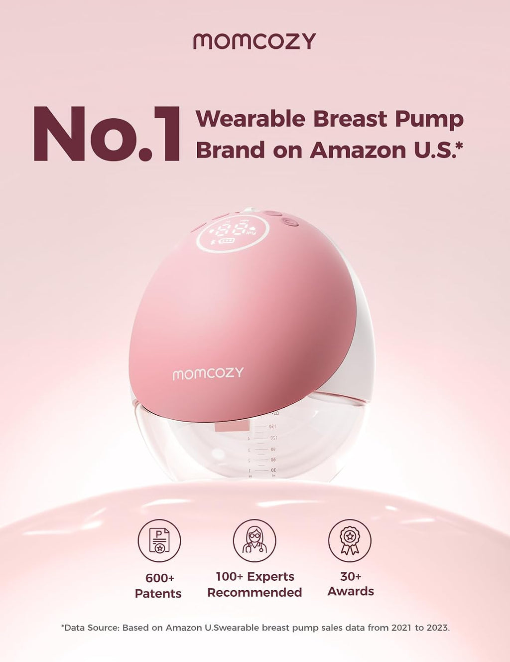 Momcozy Wearable Breast Pump, Hands Free Upgraded Mobile Flow | M9, App Discreet Control with Personalized Multi-Modes & 15 Levels, Wearable Breast Pump 24mm, 1 Pack Cozy Red