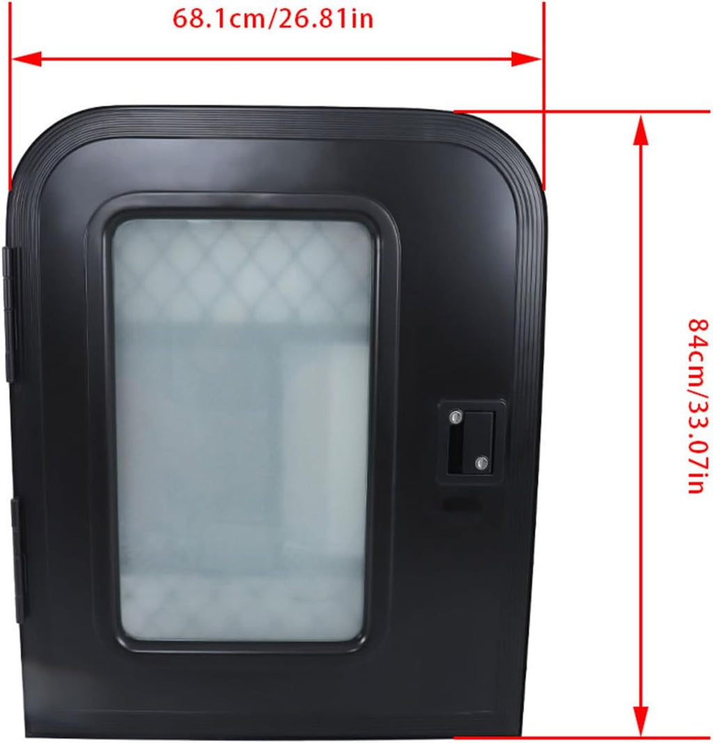 labwork Driver RV Entry Door with Radius Corners on Top and Square Bottom with Screen Door and Window 26(W) × 32(H) Black