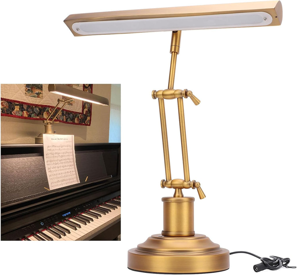 Piano Light for Grand & Upright Piano, Metal Piano Lamp with 3 Color Modes for Stand Pianos, 360° Rotatable Adjustable, Touch Control, 12W LED Music Stand Light, Desk Table Light