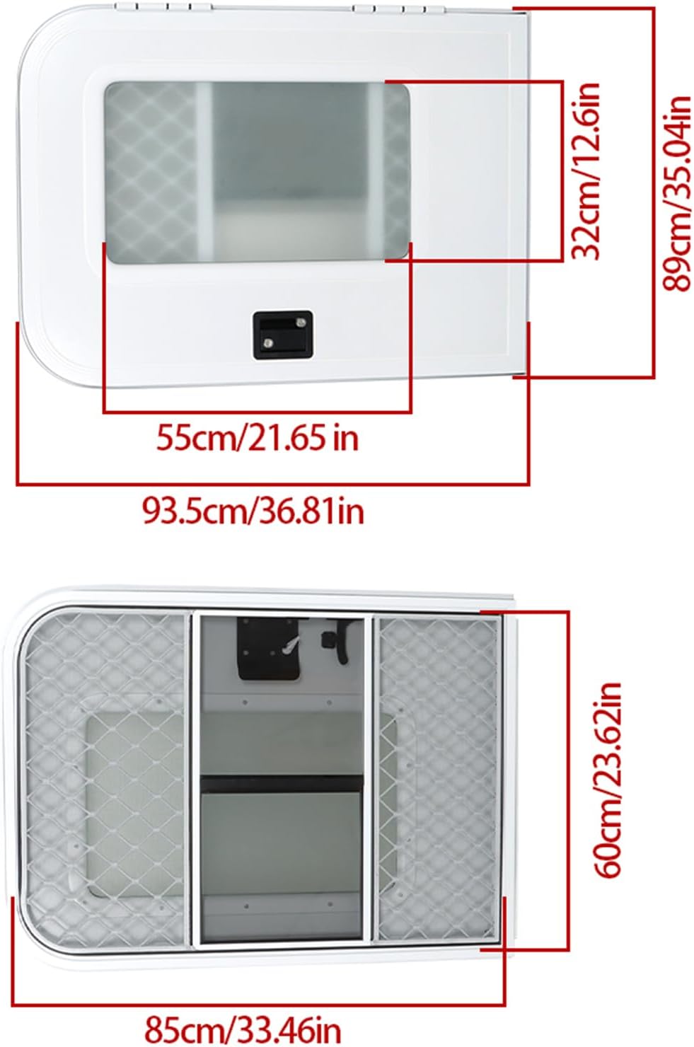 labwork Passenger RV Entry Door with Radius Corners on Top and Square Bottom with Screen Door and Window 26(W) × 36(H) White