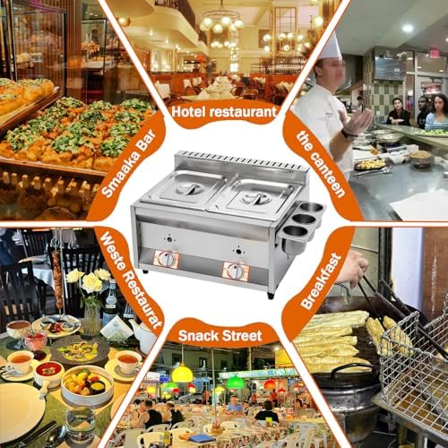Commercial Twin-Basket Gas Fryer - Stainless Steel LPG Deep Fryer for Restaurants - Perfect for Fries, Donuts, and Fish - High Capacity Double Frying System
