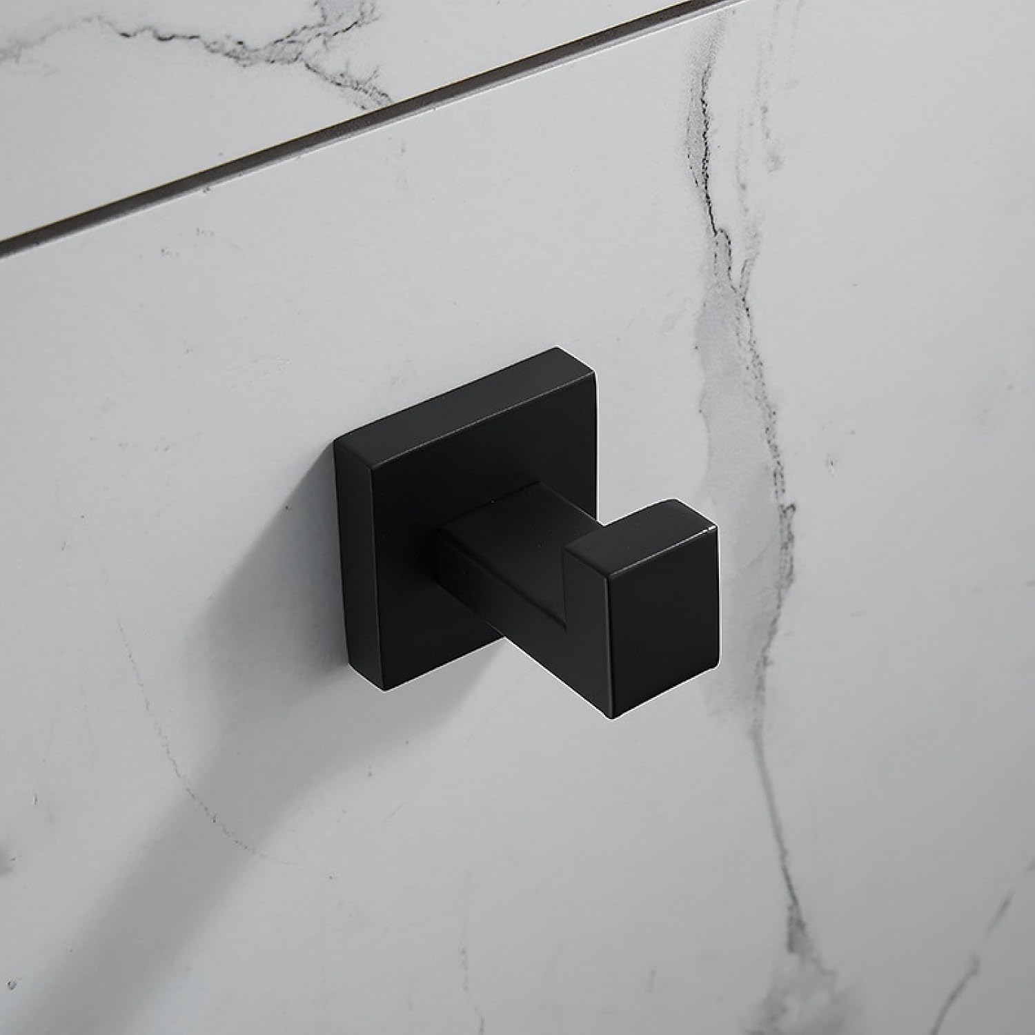 Kitchen and Bathroom Rack Black Towel Rod Bath Towel Hook Towel Rack, Square Black 4-Piece Set