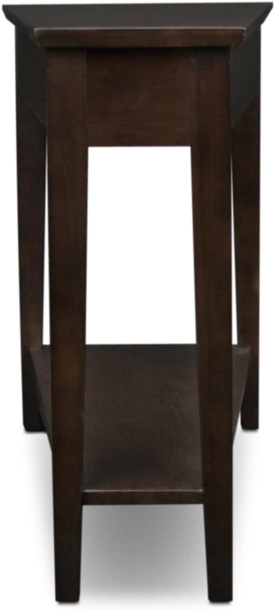 Leick Home Teegan End Table, Solid Wood, Wedge Shape, with Shelf, for Living Room and Small Spaces, Chocolate Oak, 10074-CH