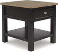 Signature Design by Ashley Drazmine Casual End Table with 1 Lower Shelf, Light Brown & Black