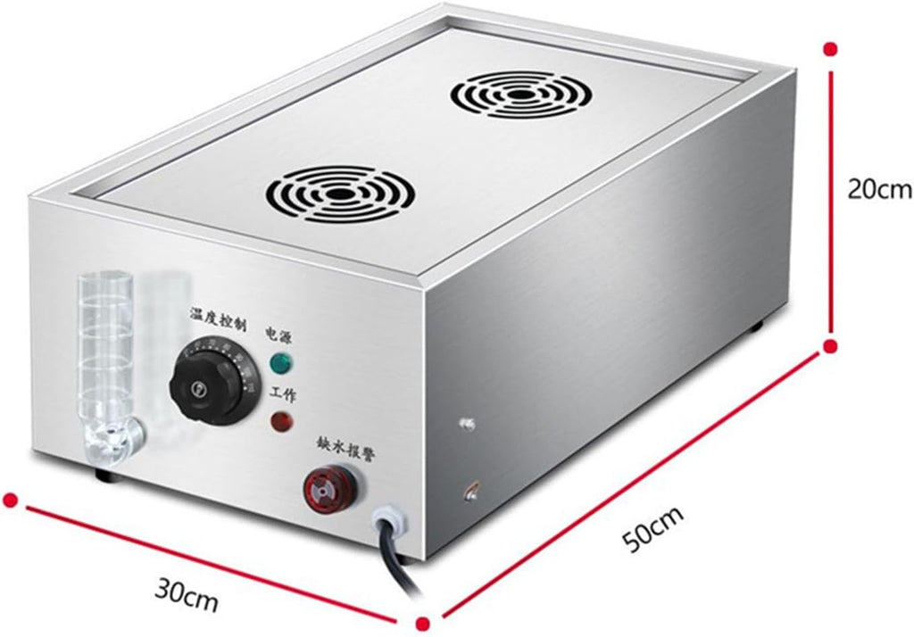 Temperature Control Large Capacity Bun Steamer, Multifunction Commercial Home Kitchen Appliance Electric Steam Pot Dry Boiling Alarm for Breakfast Shop, School,2 Holes