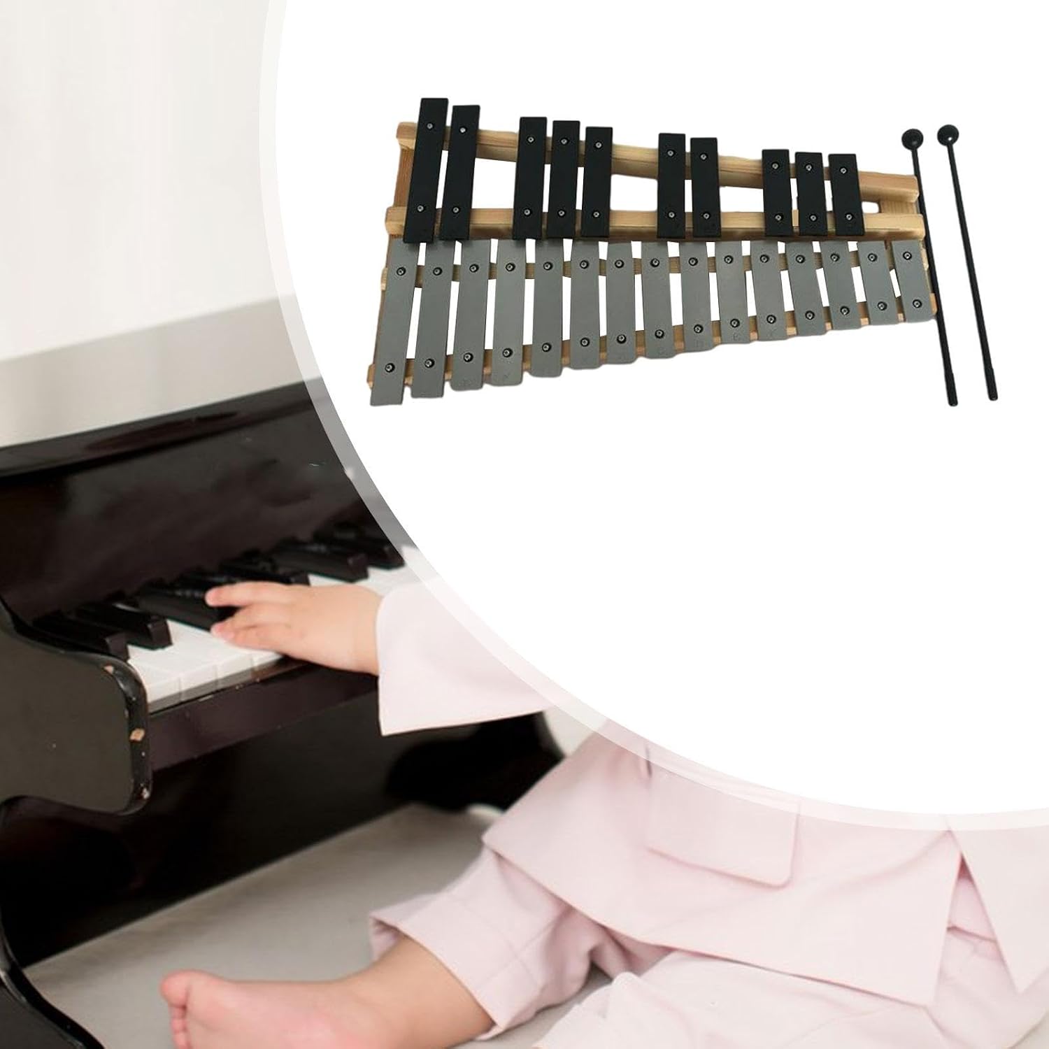 25 Note Glockenspiel Percussion Instrument Wood Xylophone for Kids Montessori Music Lessons Home Outdoor Performance