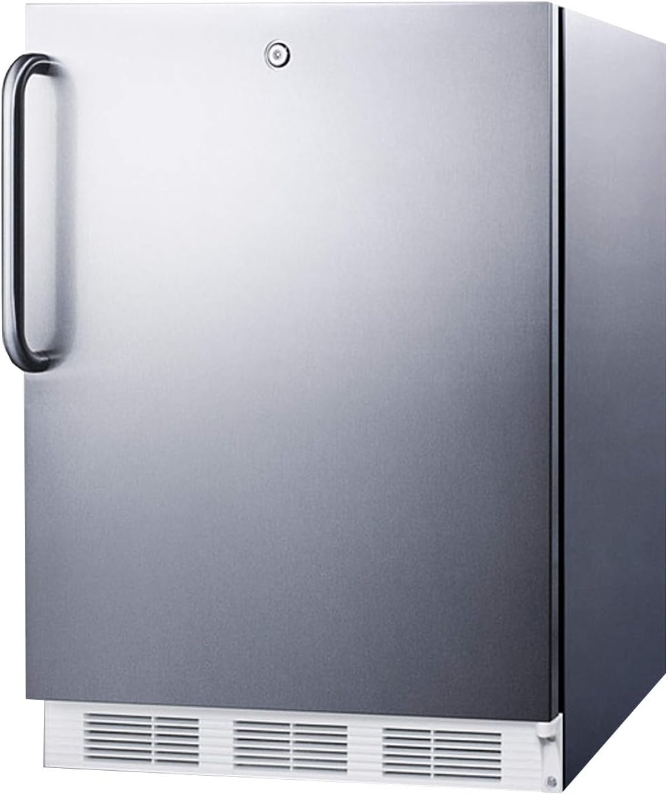 Summit Appliance FF7LWCSSADA Accucold Built-In Undercounter All-Refrigerator, 24' Wide, ADA Compliant, 5.5 cu.ft. Storage Capacity, Factory Installed Lock, Automatic Defrost, Towel Bar Handle