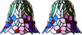 2 Set Blue Pink Stained Glass Lampshade Replacement, Vintage Handmade Tiffany Style 7 Inch White Green Glass Shade for Table Lamp, Ceiling Lamp, Wall Lamp, Chandelier