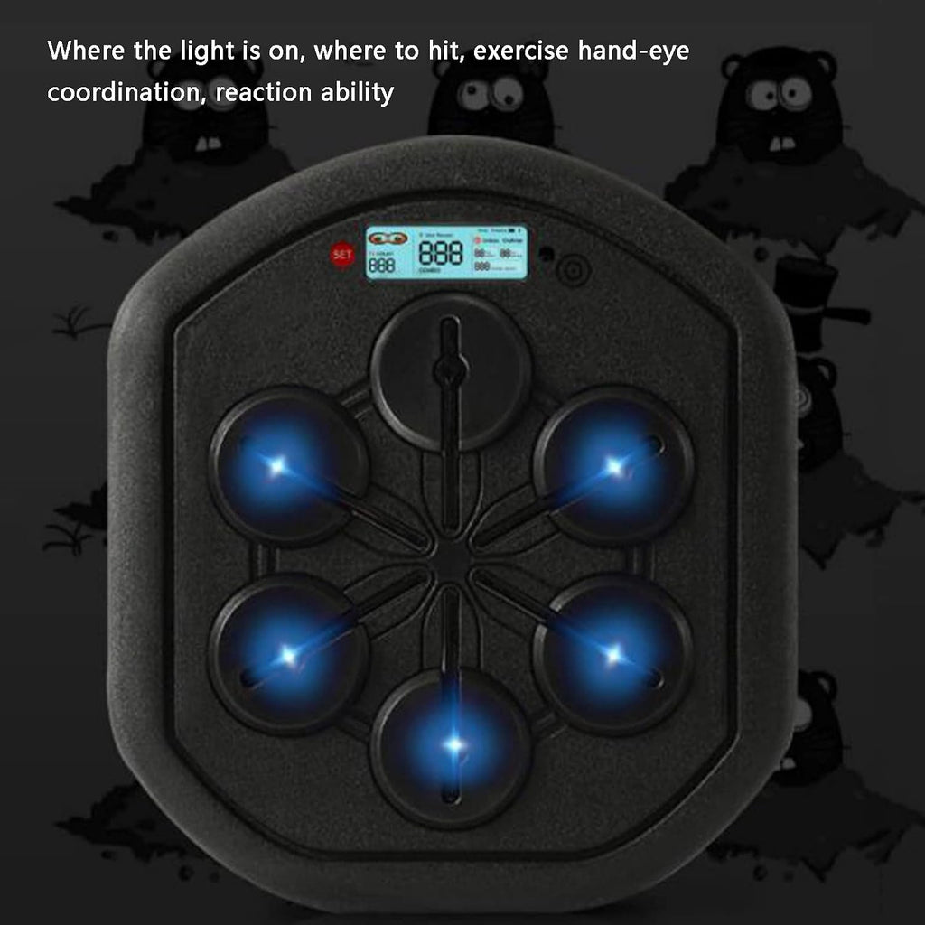 Boxing Music Machine Boxing Punch Force Tester, Boxing Practice Wall Target with Music, Light, LCD Display