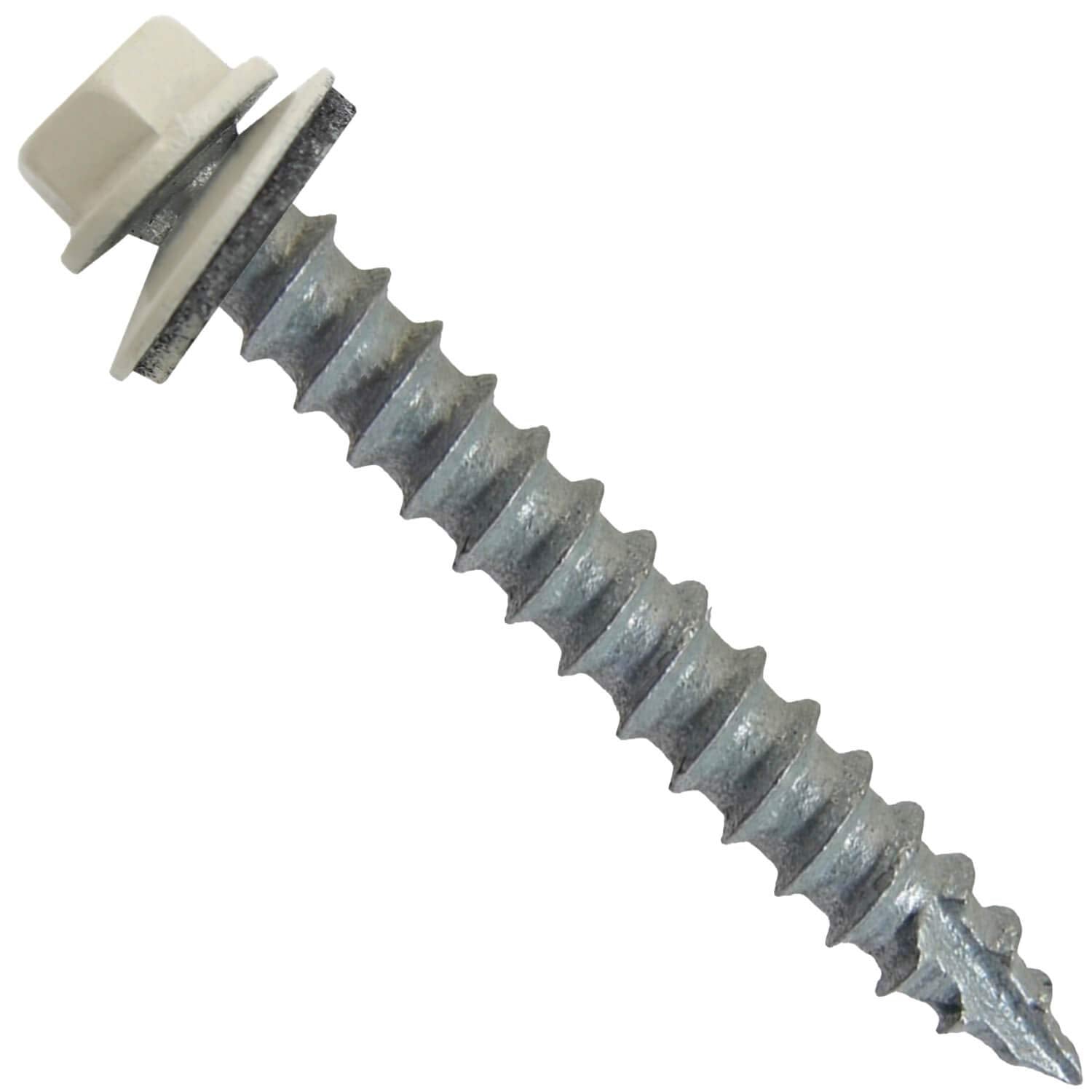 #14 Metal Roofing Screws (500) Screws x 2' Light Stone Hex Head Sheet Metal Roof Screw. Self Starting/Tapping Metal to woodsheet Metal siding Screws with EPDM Washer. for Corrugated Roofing